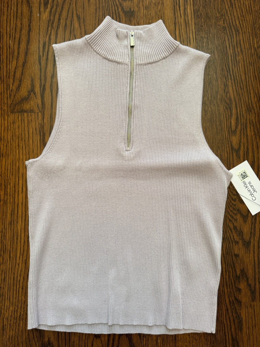 CALVIN  KLEIN Light Lavender Sleeveless Half-Zip Mock Neck Tank